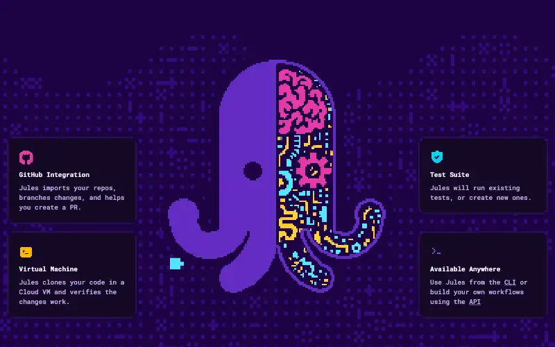 Screenshot of jules.google, further down the homepage