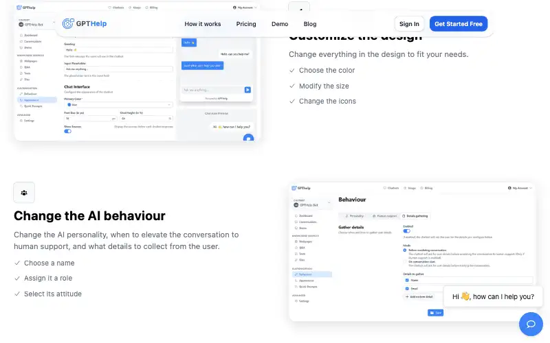 Screenshot of gpthelp.ai, further down the homepage