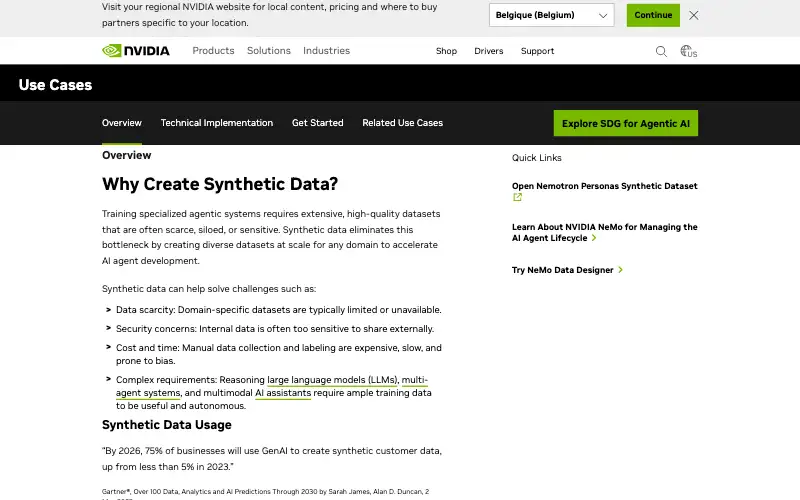 Screenshot of gretel.ai, further down the homepage