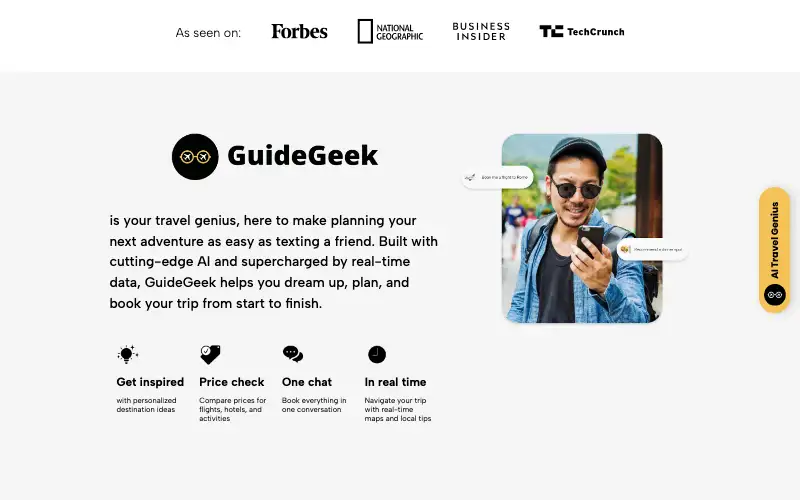 Screenshot of guidegeek.com, further down the homepage