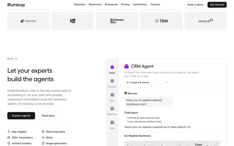 Screenshot of gumloop.com, further down the homepage