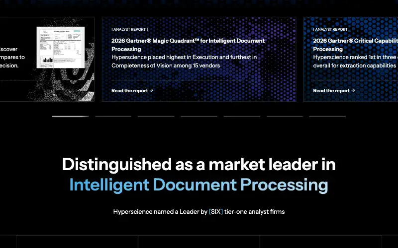 Screenshot of hyperscience.ai, further down the homepage