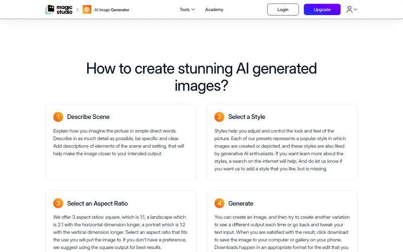 Screenshot of magicstudio.com, further down the homepage