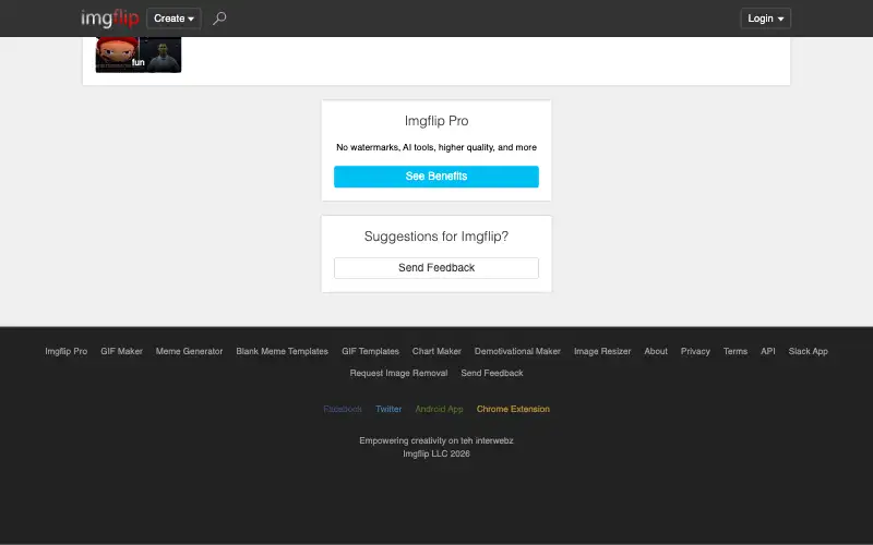 Screenshot of imgflip.com, further down the homepage