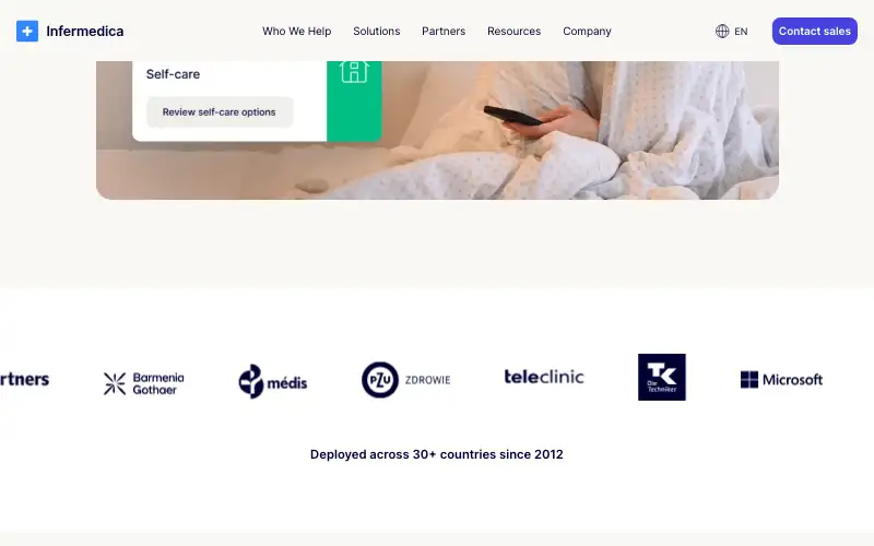 Screenshot of infermedica.com, further down the homepage