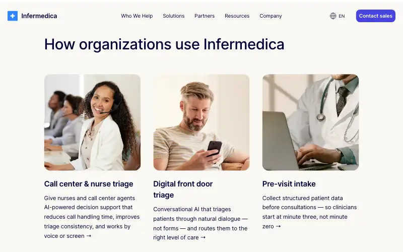 Screenshot of infermedica.com, further down the homepage