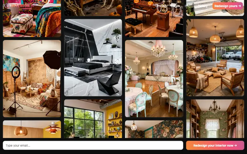 Screenshot of interiorai.com, further down the homepage