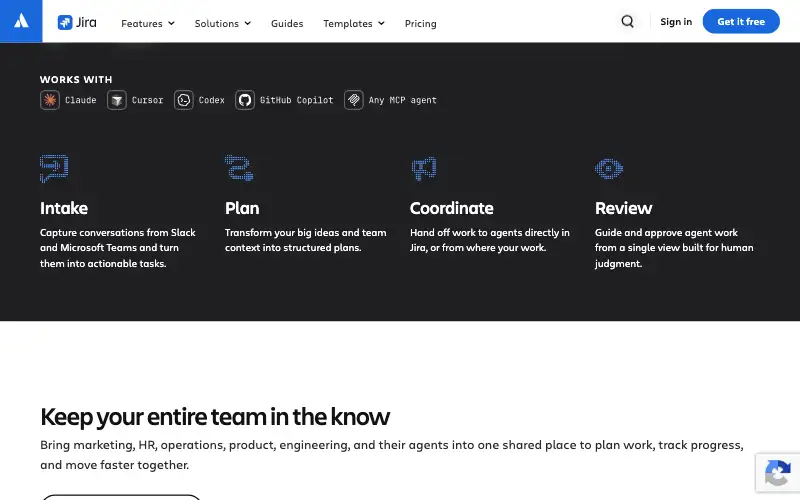 Screenshot of atlassian.com, further down the homepage