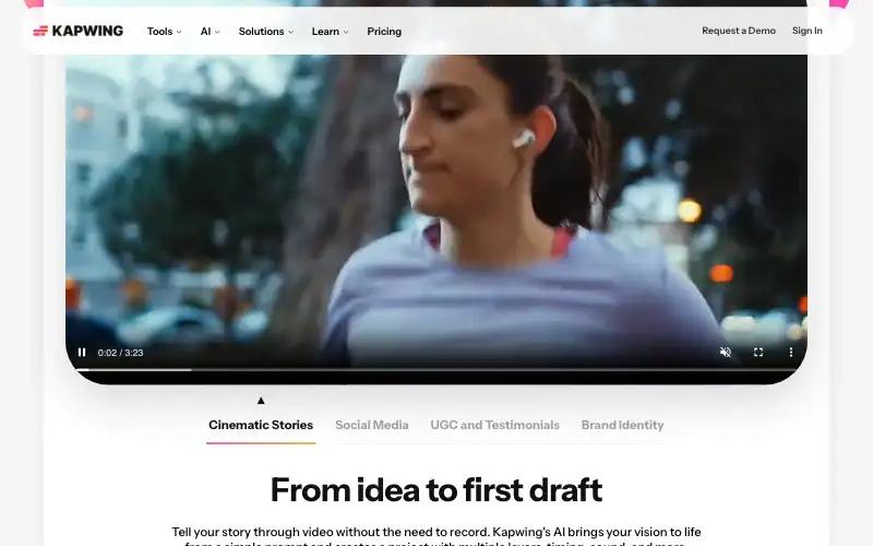 Screenshot of kapwing.com, further down the homepage