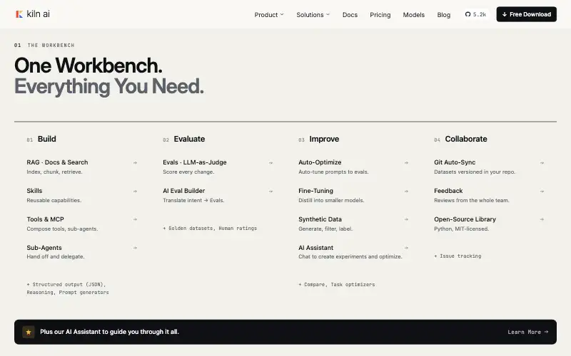 Screenshot of kiln.tech, further down the homepage