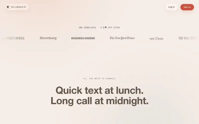 Screenshot of kindroid.ai, further down the homepage
