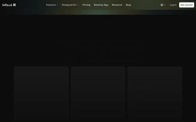 Screenshot of kits.ai, further down the homepage