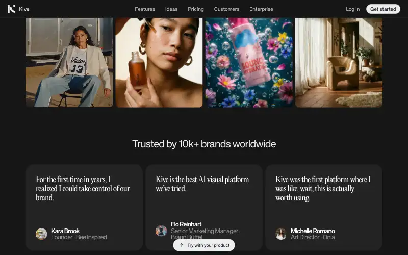 Screenshot of kive.ai, further down the homepage