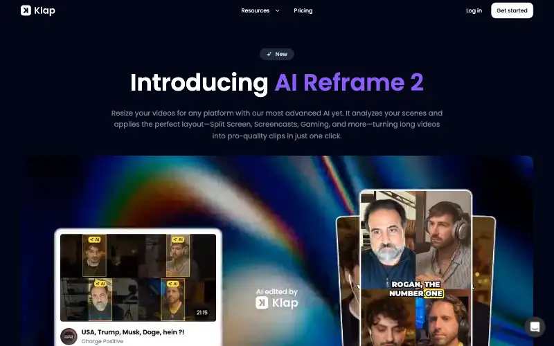 Screenshot of klap.app, further down the homepage