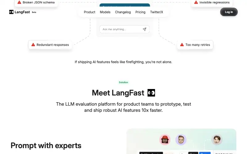 Screenshot of langfa.st, further down the homepage