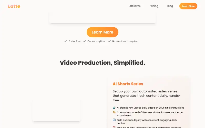 Screenshot of latte.social, further down the homepage