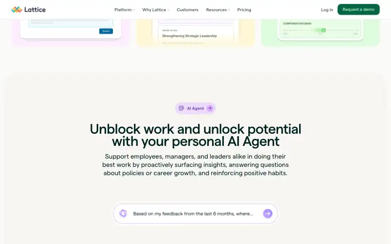Screenshot of lattice.com, further down the homepage