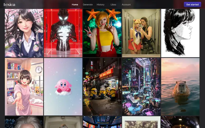 Screenshot of lexica.art, further down the homepage