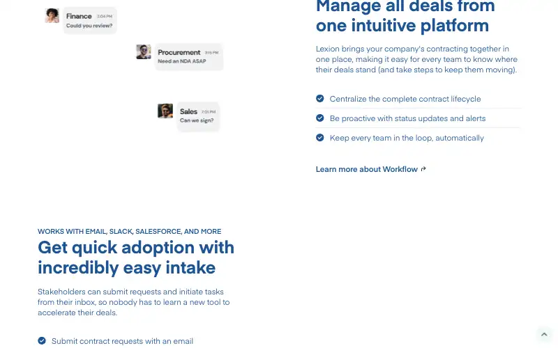 Screenshot of lexion.ai, further down the homepage