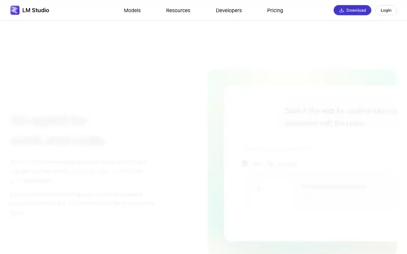 Screenshot of lmstudio.ai, further down the homepage
