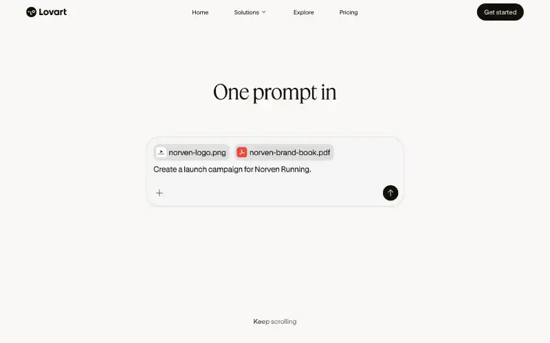 Screenshot of lovart.ai, further down the homepage