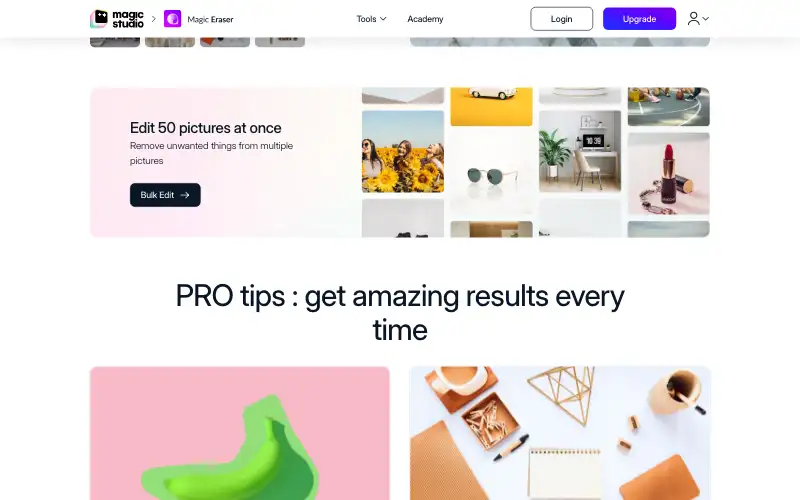 Screenshot of magicstudio.com, further down the homepage