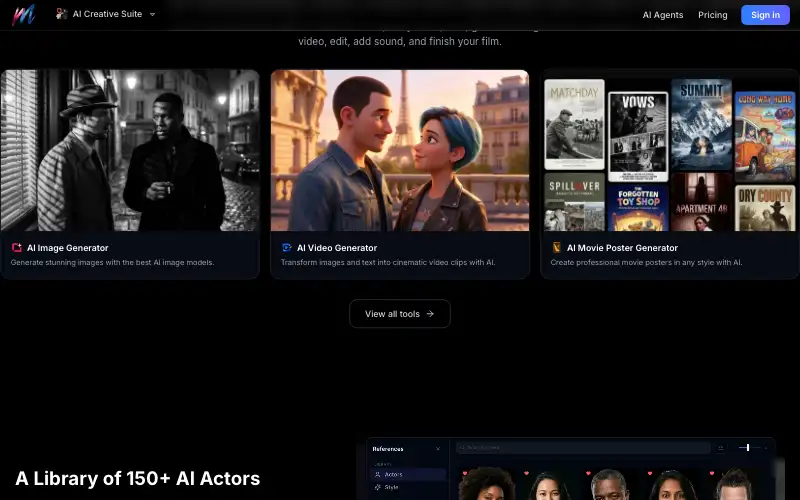 Screenshot of melies.co, further down the homepage