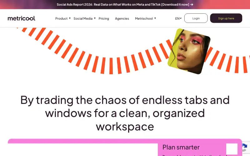 Screenshot of metricool.com, further down the homepage