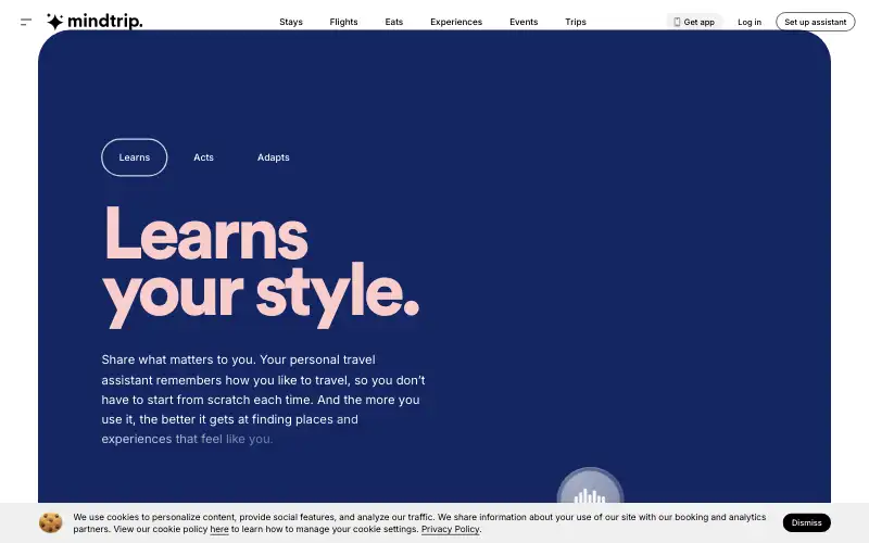 Screenshot of mindtrip.ai, further down the homepage