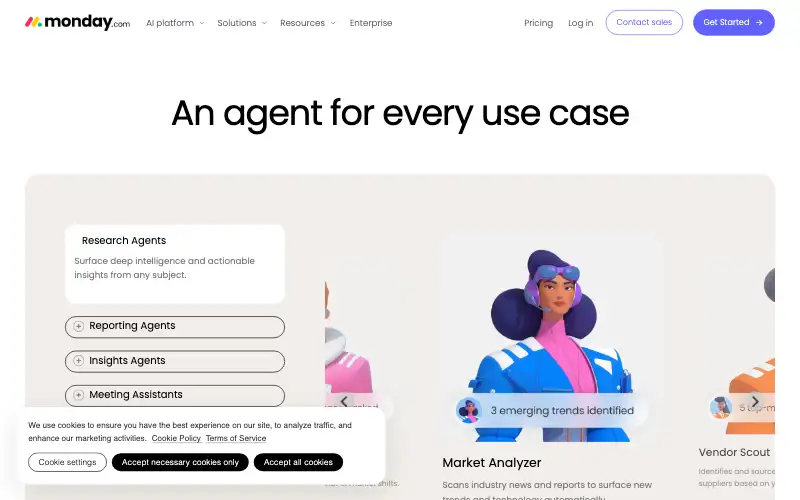 Screenshot of monday.com, further down the homepage