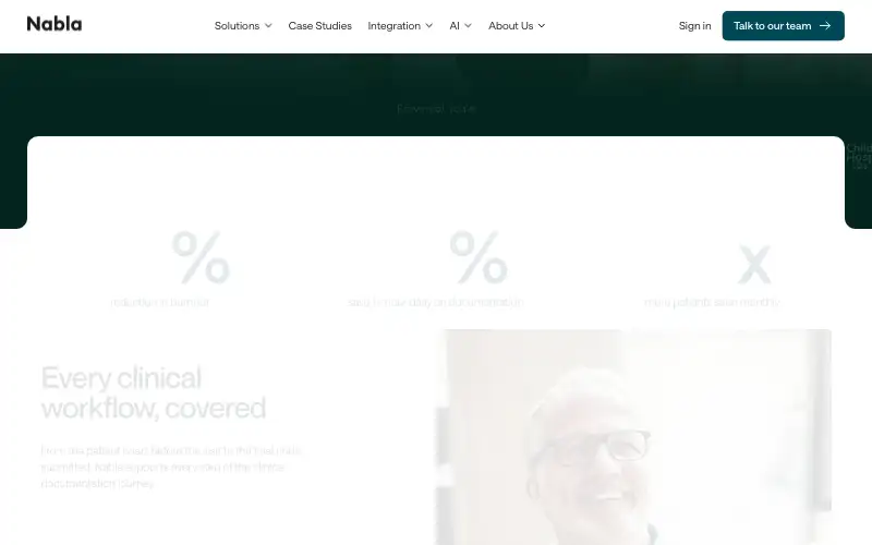 Screenshot of nabla.com, further down the homepage