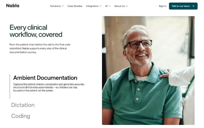 Screenshot of nabla.com, further down the homepage