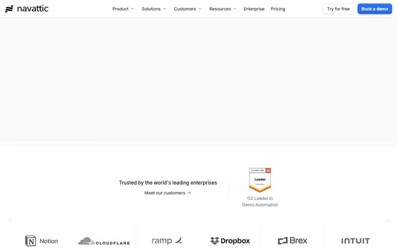 Screenshot of navattic.com, further down the homepage