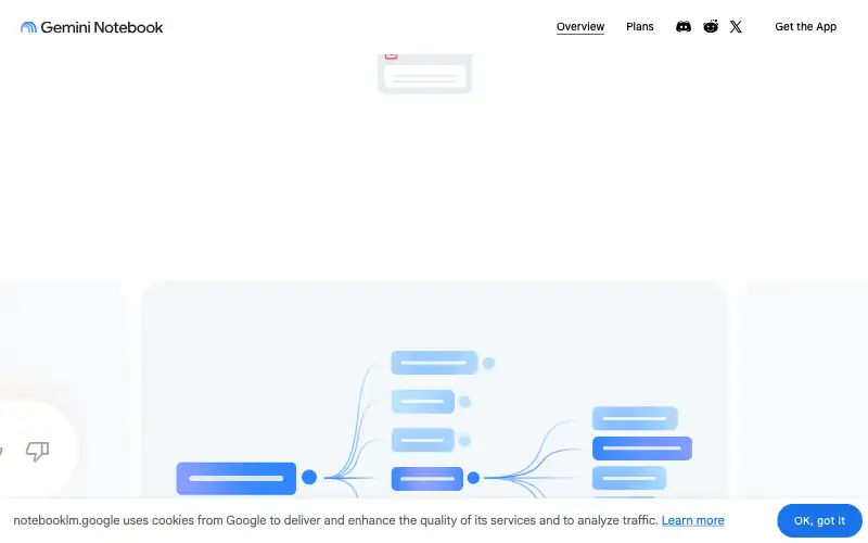 Screenshot of notebooklm.google, further down the homepage
