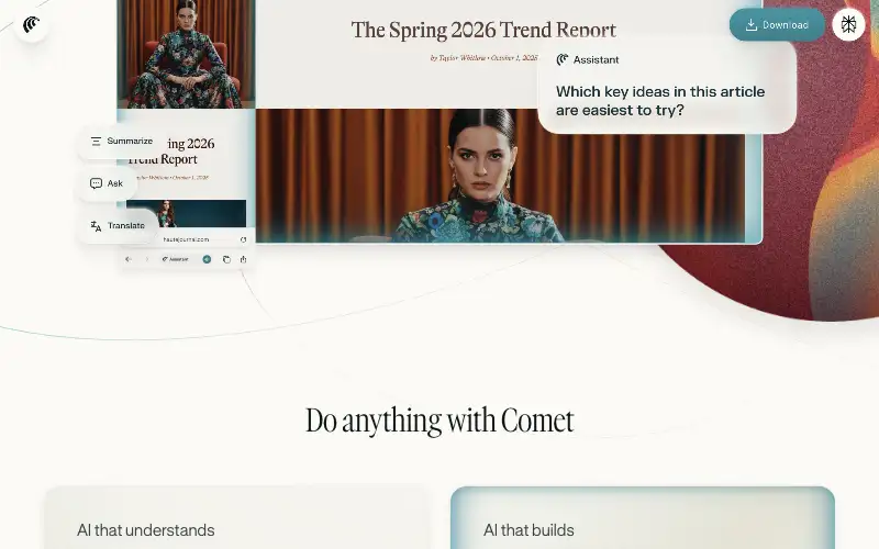 Screenshot of perplexity.ai, further down the homepage