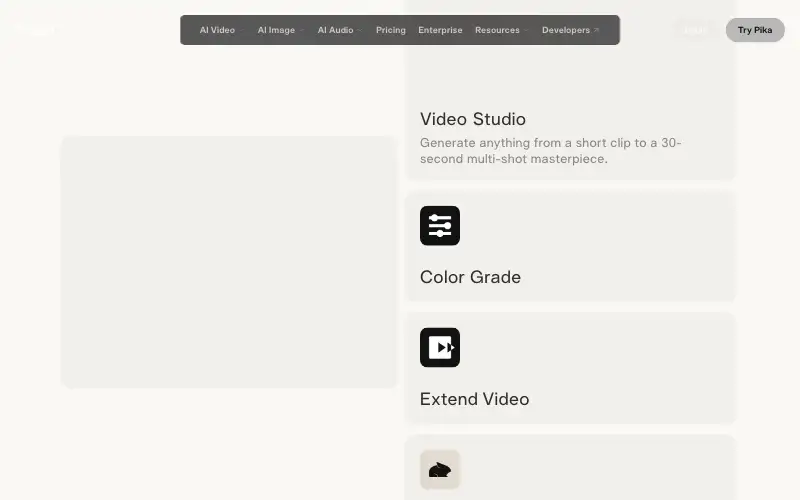 Screenshot of pika.art, further down the homepage