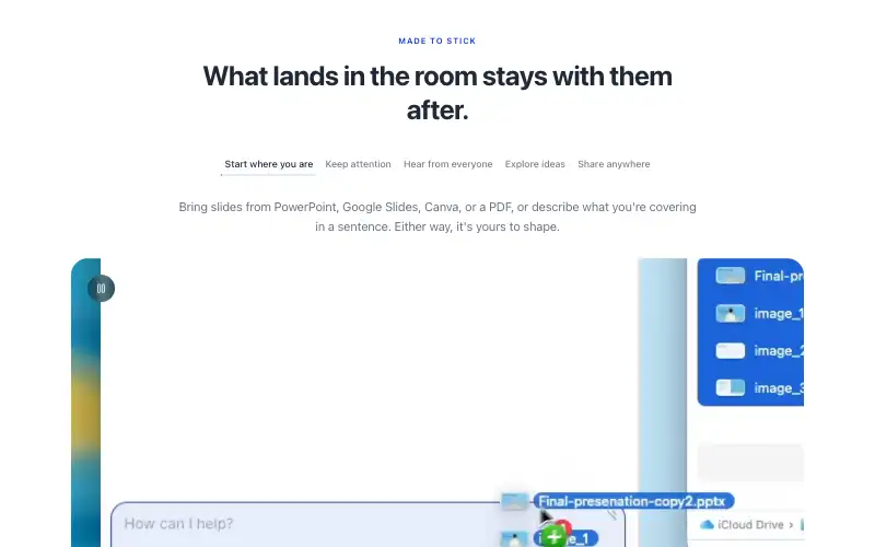 Screenshot of prezi.com, further down the homepage