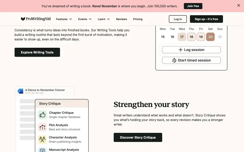 Screenshot of prowritingaid.com, further down the homepage