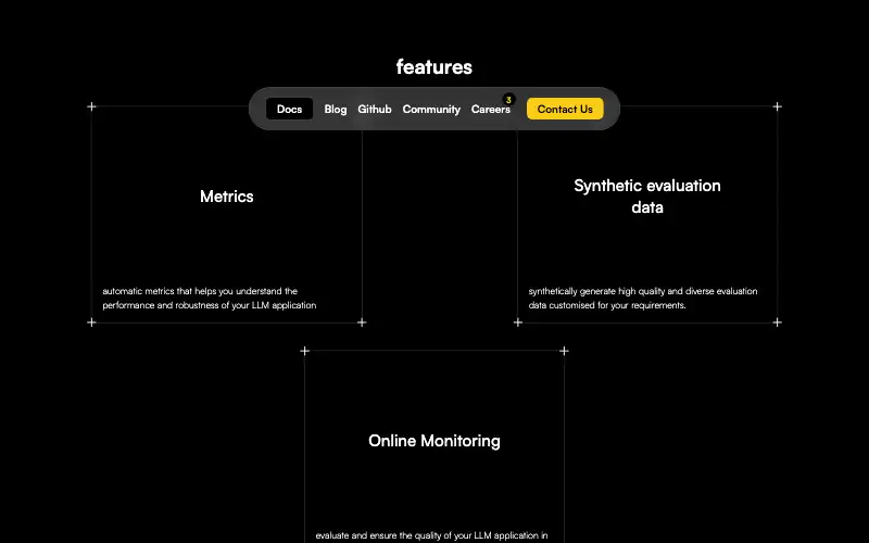 Screenshot of ragas.io, further down the homepage