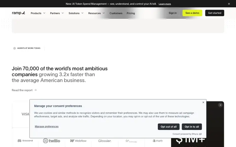 Screenshot of ramp.com, further down the homepage