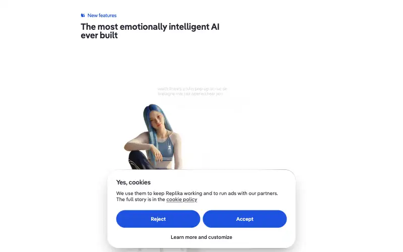 Screenshot of replika.com, further down the homepage