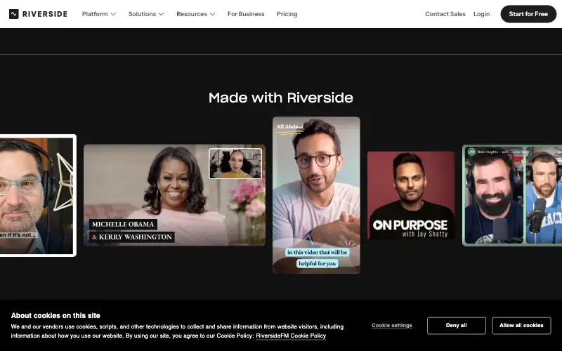 Screenshot of riverside.com, further down the homepage