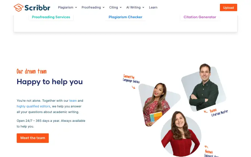 Screenshot of scribbr.com, further down the homepage