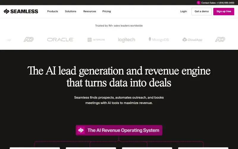 Screenshot of seamless.ai, further down the homepage