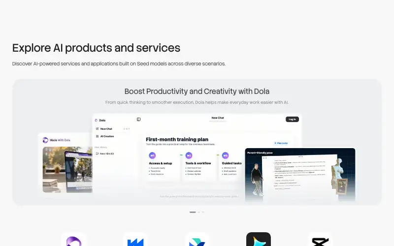 Screenshot of seed.bytedance.com, further down the homepage