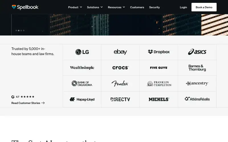 Screenshot of spellbook.com, further down the homepage
