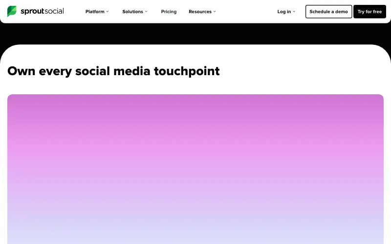 Screenshot of sproutsocial.com, further down the homepage