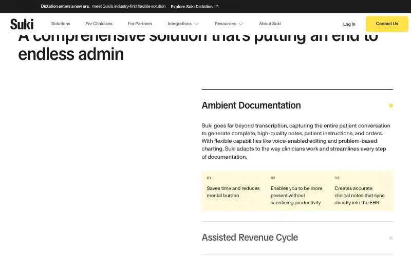 Screenshot of suki.ai, further down the homepage