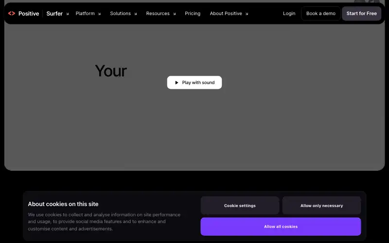 Screenshot of surferseo.com, further down the homepage