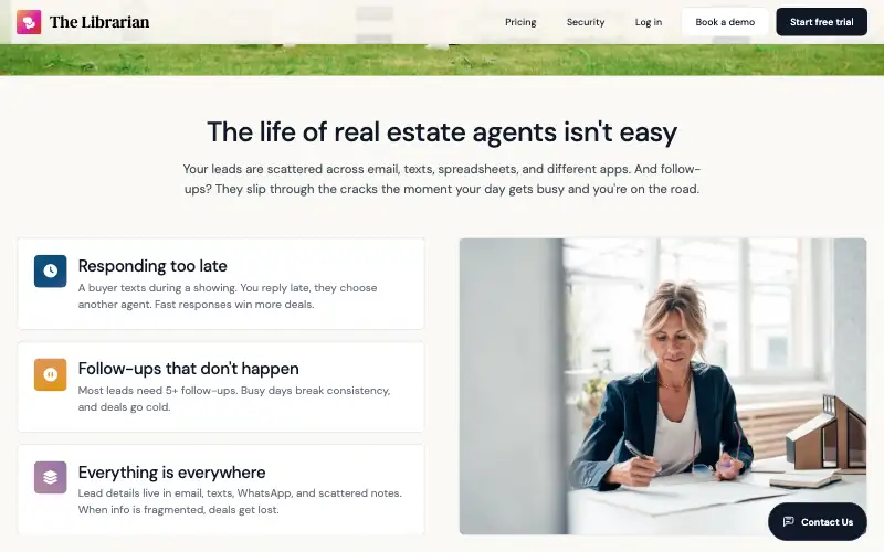 Screenshot of thelibrarian.io, further down the homepage